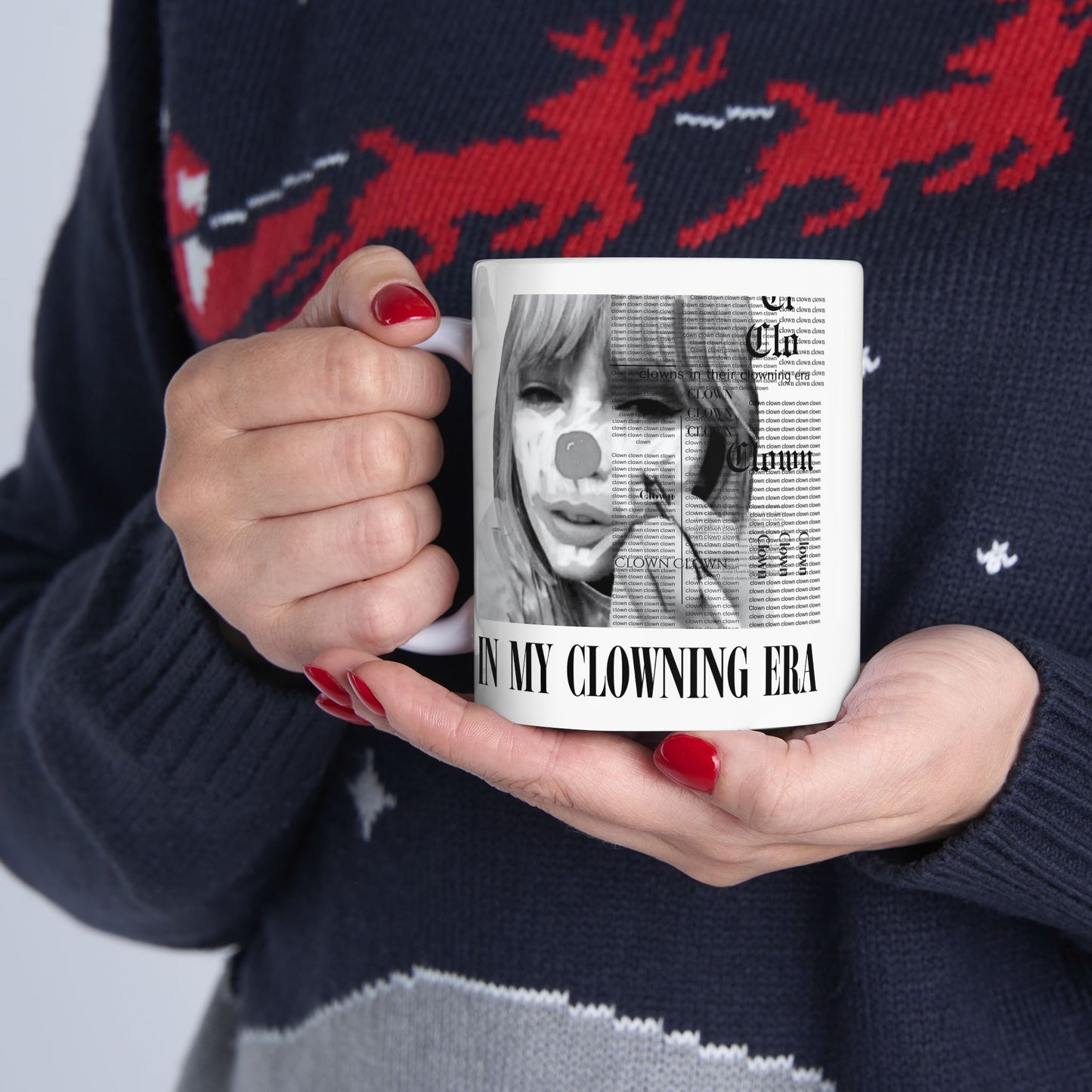Clowning for reputation album Ceramic Mug 11 Oz, 15 Oz | Reputation Album-Inspired Coffee Cup | Edgy Black & White Ceramic Mug
