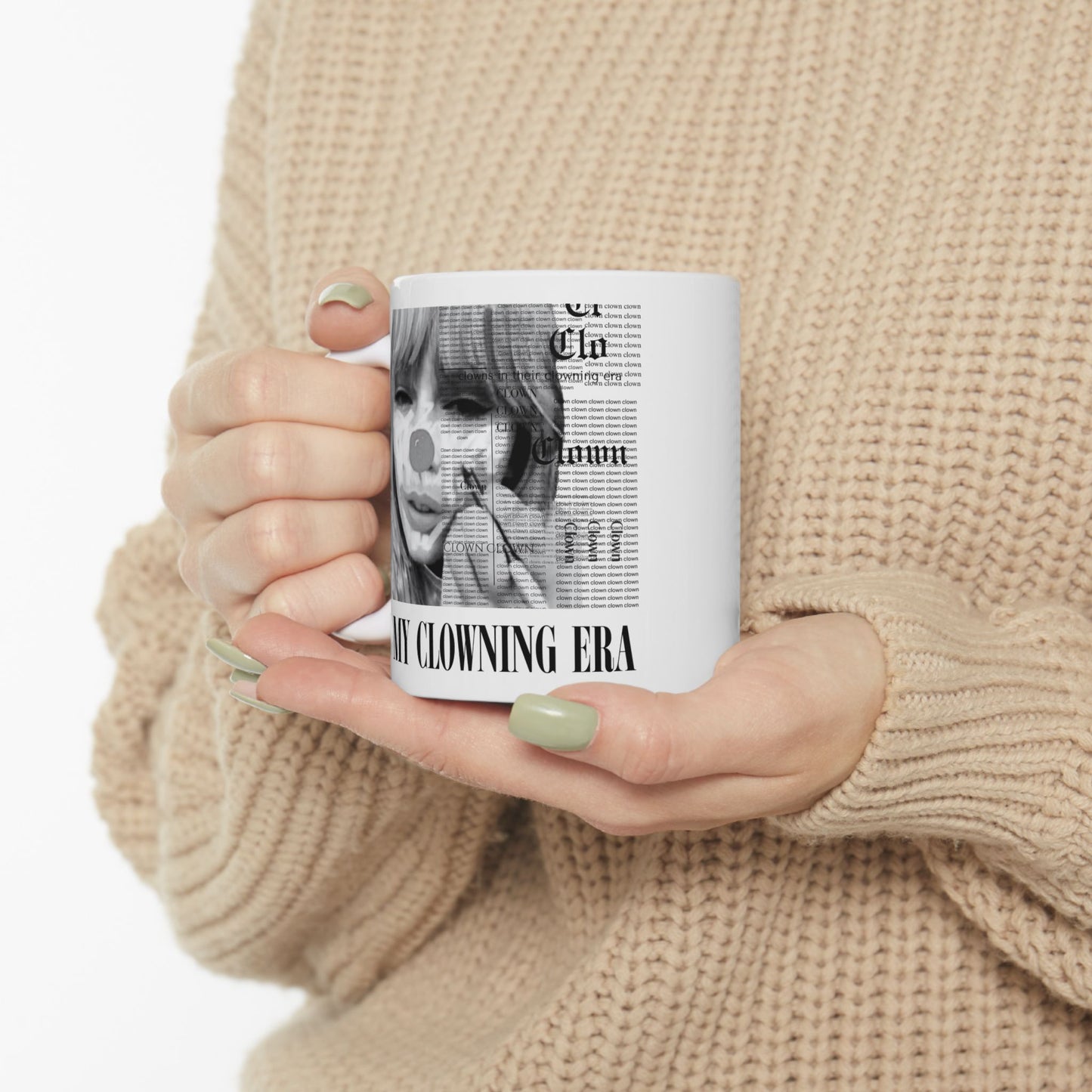 Clowning for reputation album Ceramic Mug 11 Oz, 15 Oz | Reputation Album-Inspired Coffee Cup | Edgy Black & White Ceramic Mug