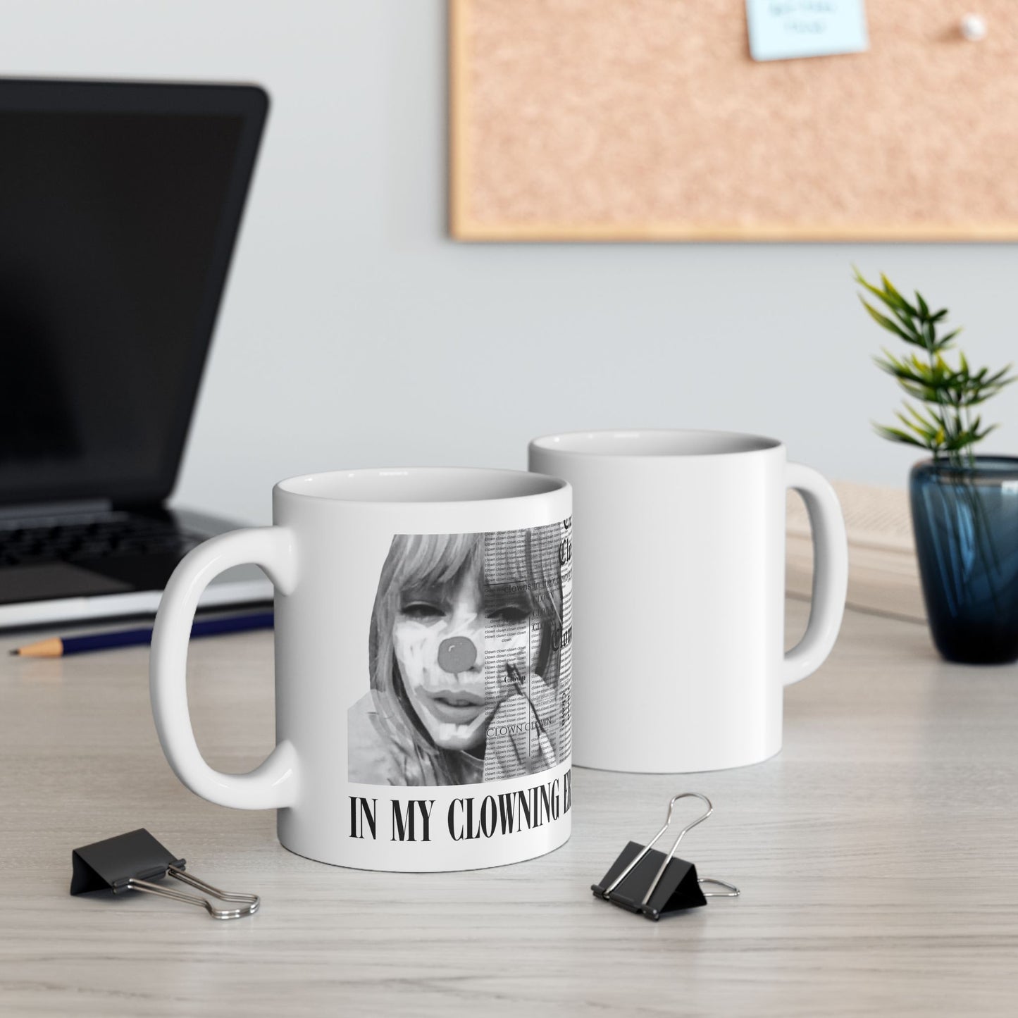 Clowning for reputation album Ceramic Mug 11 Oz, 15 Oz | Reputation Album-Inspired Coffee Cup | Edgy Black & White Ceramic Mug